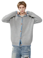 Men's Button-Front Cardigan with Contrast Trim