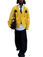 Men's Button-Front Cardigan with Spade Motif